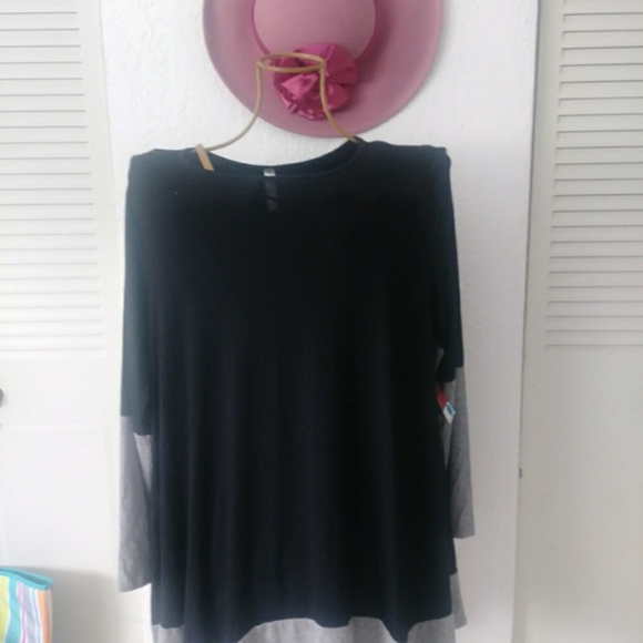 Emerald Long sleeve black &grey plus size - Picture 2 of 3